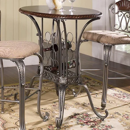 Traditional Oval Pub Table with Wine Rack
